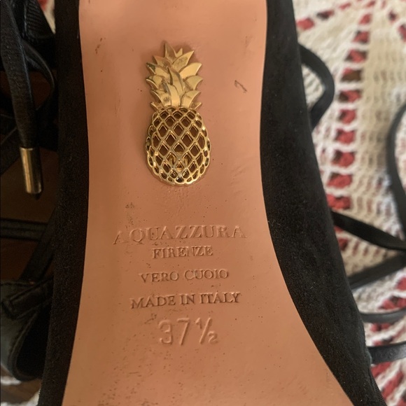 Aquazzura Black Lace-Up Stiletto Heels 7.5 - Picture 4 of 9